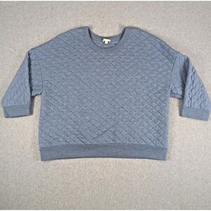 GAP Light Blue Quilted Sweatshirt Women XXL Oversized Pastel Athleisure Boxy Top